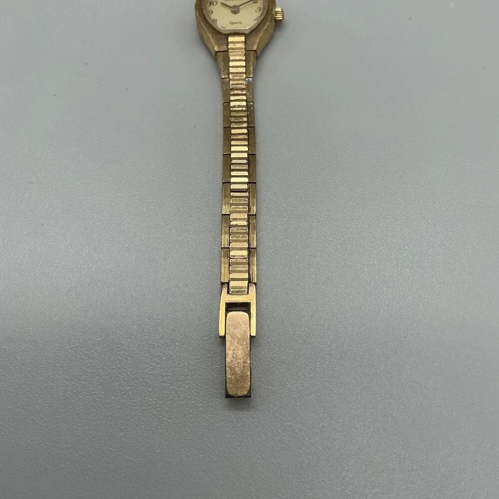 Vintage Bucherer Womens Watch 16mm Gold Tone Dial 573 2 57 New Battery 6.75